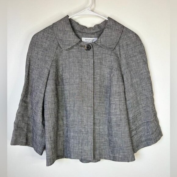 EMANUEL UNGARO 100% LINEN Collared Hidden Button Up closure Jacket Size 8 - Picture 7 of 13